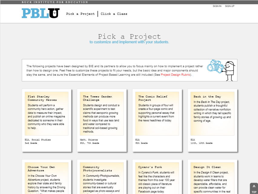 PBLU Pick a Project (Grades 2-12)